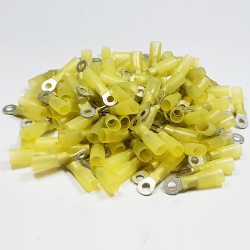 Heat Shrink YELLOW 4.3mm RING Terminals Heatshrink Connector Crimp Adhesive - Picture 3 of 3