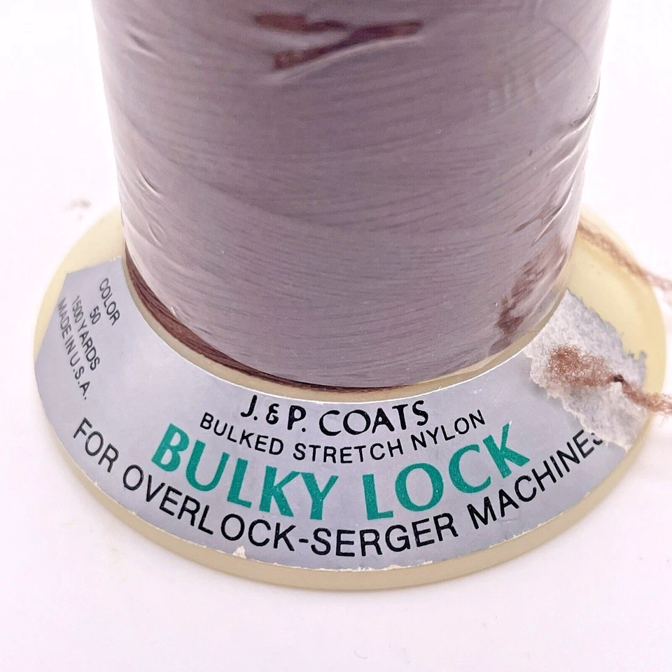 Vintage J & P Coats Bulky Lock for Overlock Serger Thread Spools Brown #50 USA - Image 3 of 4