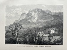 1894 View Paranaguá to Curitiba Railway Mirror Do Morumbi Brazil Antique Print