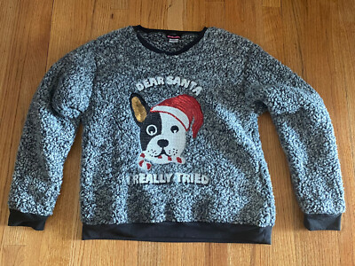 Gray DEAR SANTA, I REALLY TRIED Long Sleeve Fleece Size Women s Large
