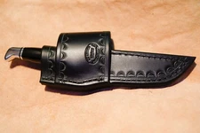 Custom Black Leather Crossdraw Sheath for Buck 102