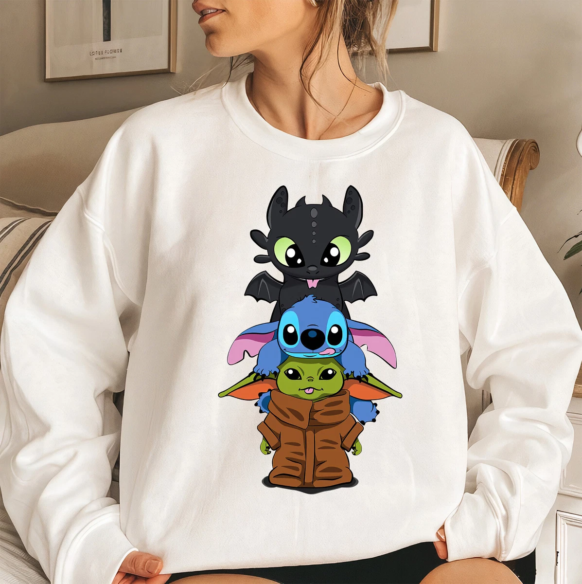 Disney Toothless Stitch Baby Yoda Group Shirt Unisex Adult Kid