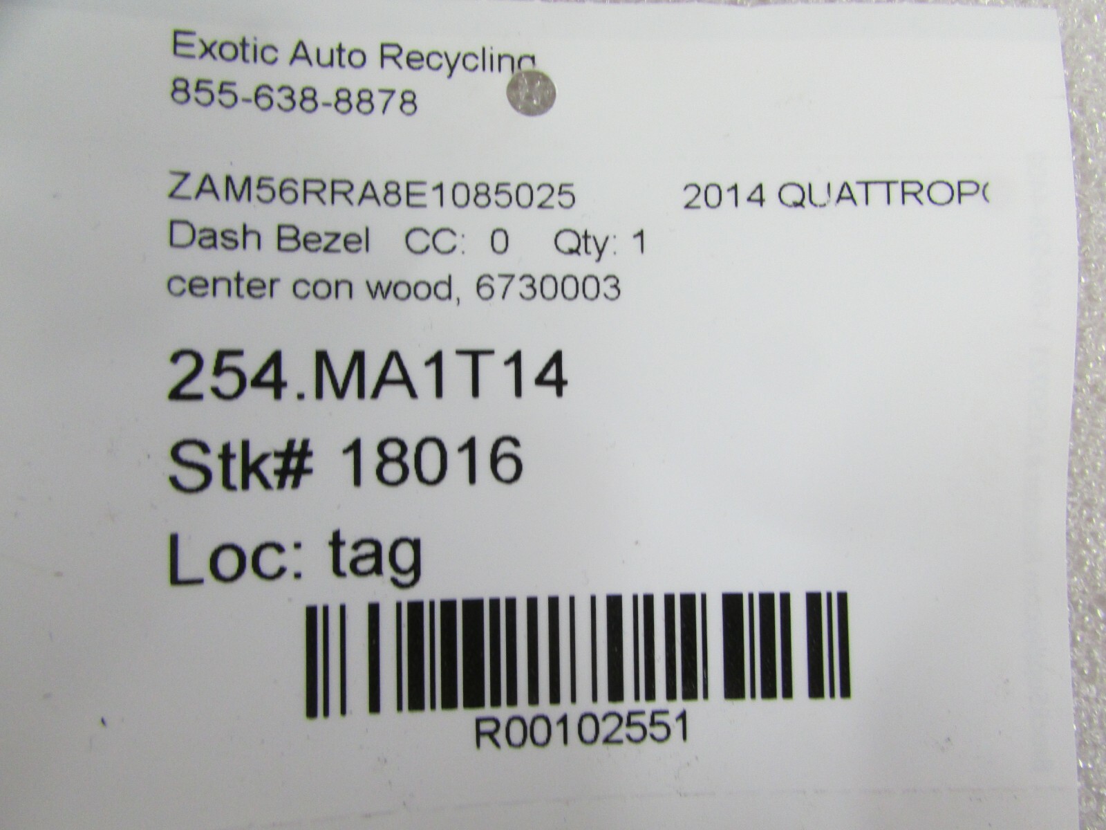 Maserati Quattroporte, Center Console Wood, Used, 6730003