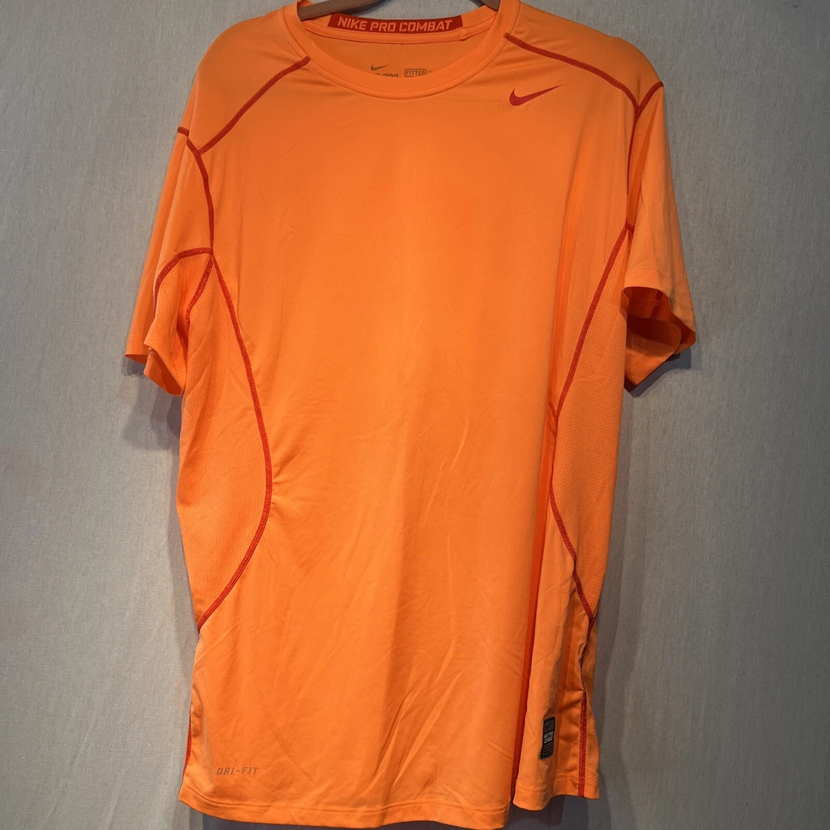 nike pro combat dri fit neon orange sport shirt size XL eBay