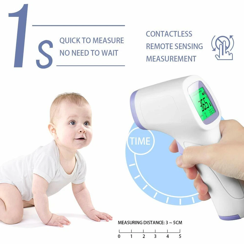 Termómetro de frente infrarrojo sin contacto para adultos temperatura fiebre LCD temperatura digital Foto 2 de 4