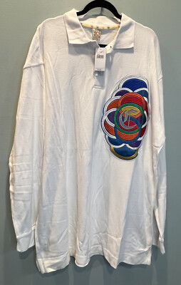 NWT COOGI Men's 4X White Embroidered Logo Long Sleeve Polo Street Wear