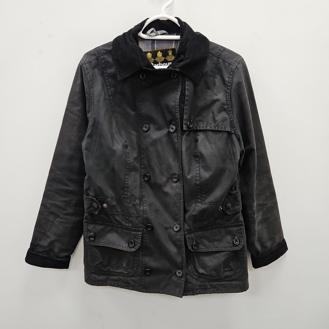 Barbour Sofia L2012 Wax Waterproof Double Breast Navy Coat Jacket 