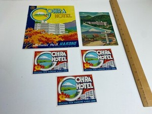 Vintage Gohra Hotel Honshu Japan Memorabilia Luggage Label Mount Fuji