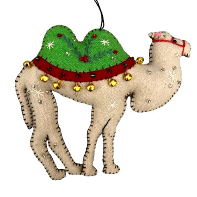 Stitch by Stitch Gray CAMEL BELLS Handmade Fair Trade Christmas Ornament New