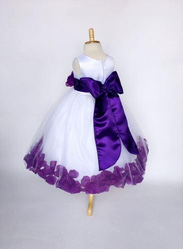 Flower Girl Dress Bridesmaid White Rose Petal Birthday Recital Pageant Easter 24 - 第 6/177 張圖片