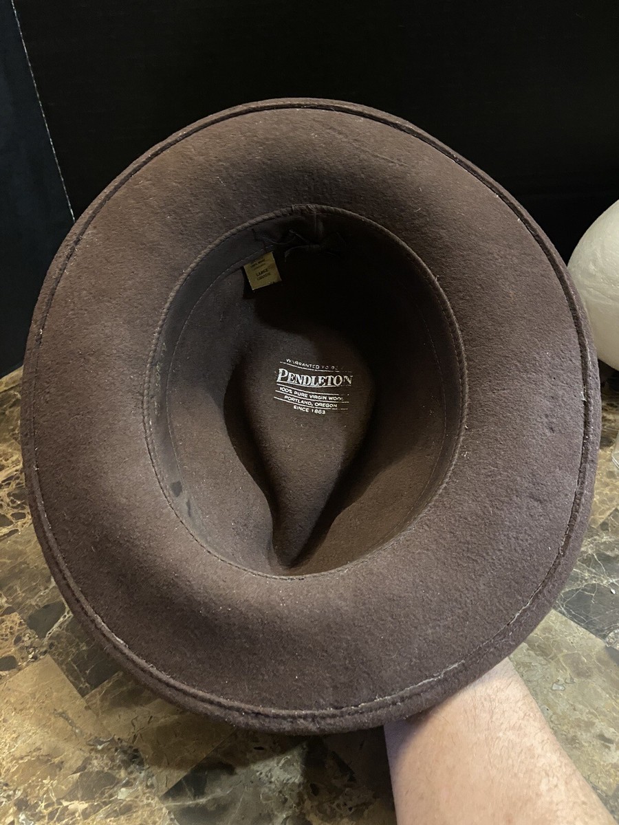 Rare Pendelton USA Made 100% Virgin Wool Fedora Leather Band