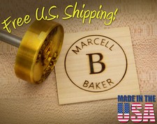 Branding Iron - 2.0" Round Custom Text w/Initials  Ring for Wood or Leather