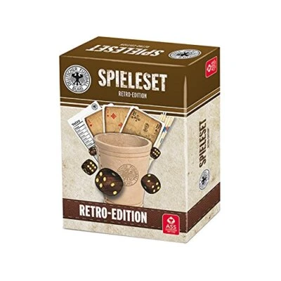 ASS DFB Retro Spieleset mit Leder Würfelbecher Mikado Skat Yatzy Fußball Würfel - Bild 1 von 4