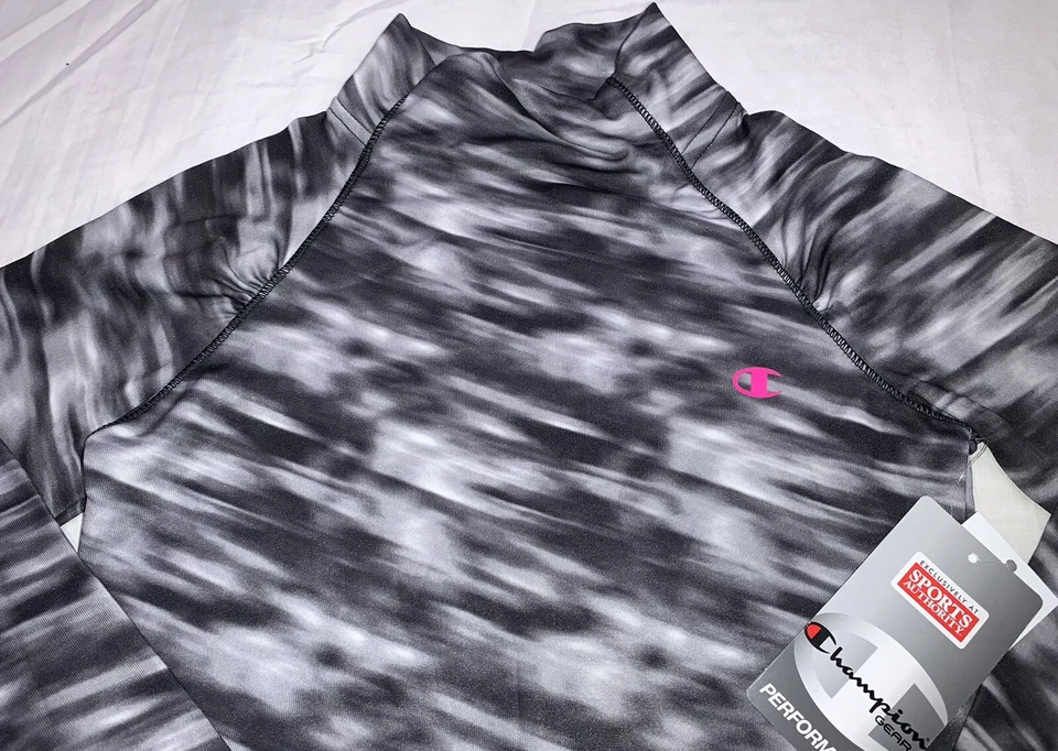 Champion Girl Cold Gear Cuello Simulado Manga Larga Forrado de Vellón Térmico Blanco/Negro S Foto 3 de 4