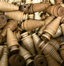 Spools Small Industrial Quills Textile Bobbin Vintage Wood NOS lot-24: