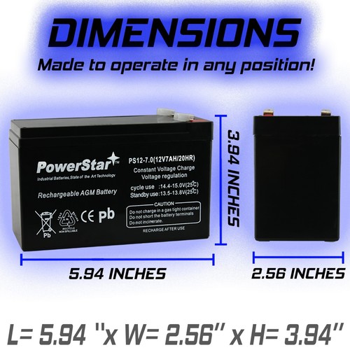 12V 7AH SLA Battery Replaces hr9-12 gp1270 sla1075 gp1270f2 wp7-12 bp8-12 - 4PK - Picture 6 of 10