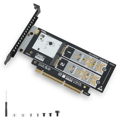 Dual M.2 NVMe auf PCIe 5.0 Adapter, 2 x 128 Gbit/s NVMe PCIExpress SSD Erweit...