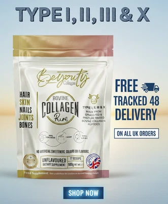 BEYOUTY COLLAGEN Halal Collagen Powder | Bovine Protein Hair, Skin, Nails, Bones, Joints | 500g