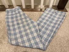 70  s Sears The Men  s store Perma-Prest Blue Orange Plaid Pants Slacks Flared VTG