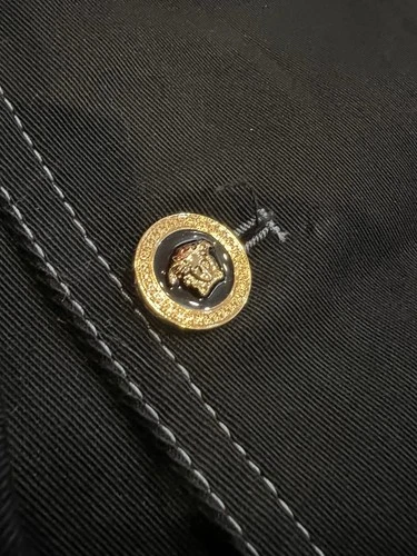VERSACE ABBIGLIAMENTO Gabardine Single breasted Coat In Black Men Sz 54 $2825 image 8