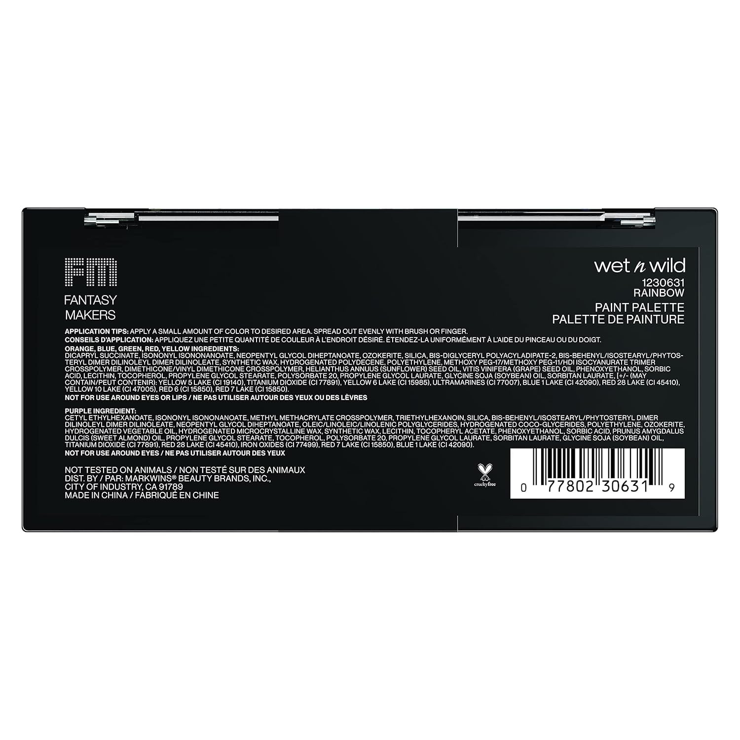 Rainbow Face & Body Paint Palette, 6 Colors, Blendable, No Water, Matte/Metallic