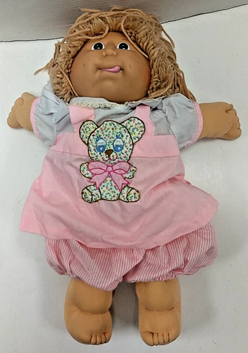 Vintage Cabbage Patch Kids Doll 18" - Strawberry Blonde/Pink Dress 1986