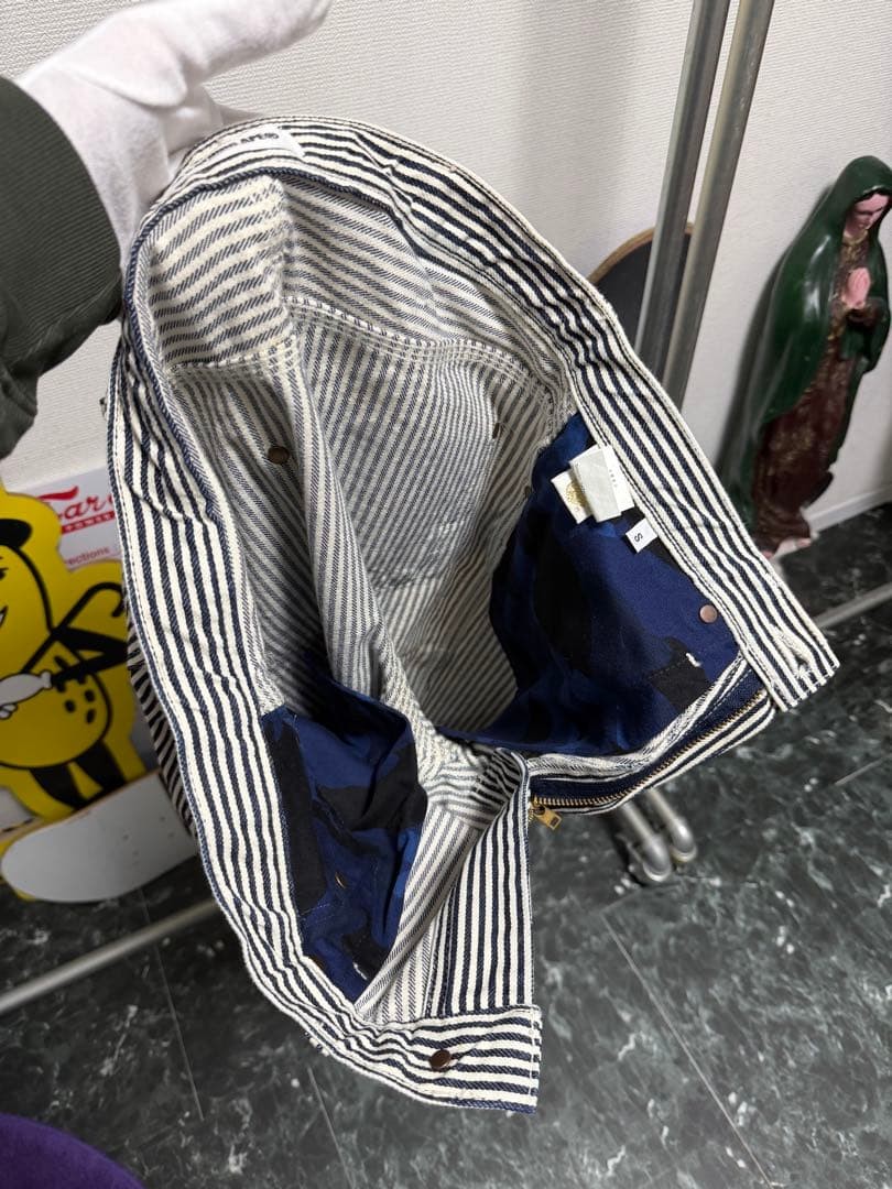 A BATHING APE Cotton Hickory Double Knee Painter Pants Blue S BA0226232 thumbnail 15