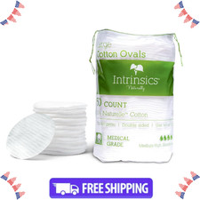 Large 3  Oval Cotton Pads for Face 50 Count , Premium 100 Pure Cotton Makeup R