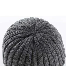 Double layer knitted hat for cold weather with breathable cotton fabric