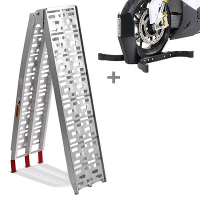 Motorcycle alu loading ramp CS1 set wheel chock Easy Plus folding max 340k