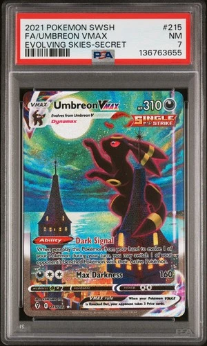 2021 POKEMON SWORD & SHIELD EVOLVING SKIES SECRET FULL ART/UMBREON VMAX PSA 7
