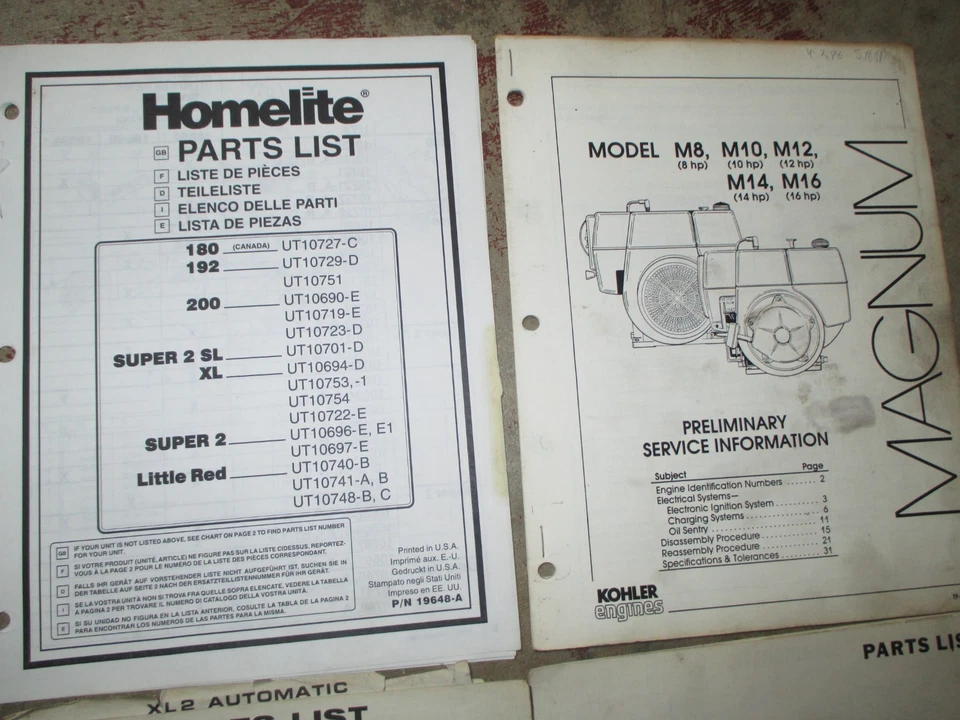 LOTE DE 12 MANUALES HOMELITE KOHLER KUBOTA SIMPLICY WISCONSIN BRIGGS & STRATTON Foto 3 de 4