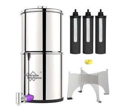 Membrane Solutions Uv Countertop Water Filter, 2.25G Stainless Gravity System