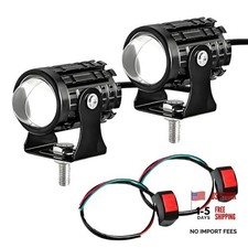 2 PCS Motorcycle LED Driving Fog Lights, 12W 12-80V White/Amber Motorcycle