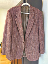 Vintage Harris Tweed Wool Sport Coat Men Brown Multicolor Check Herringbone
