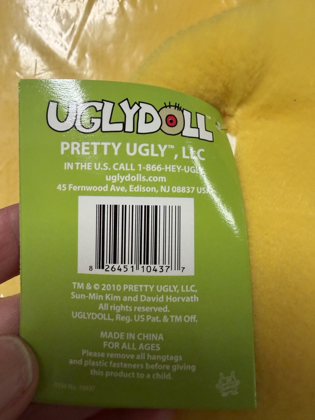Vintage 2010 UGLYDOLL Nandy Bear in Yellow NEW with Tags