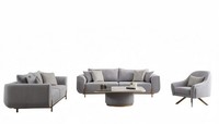 Wohnzimmer Set Sofa 3 Sitzer Couchtisch Sessel Beige Gold Edelstahl