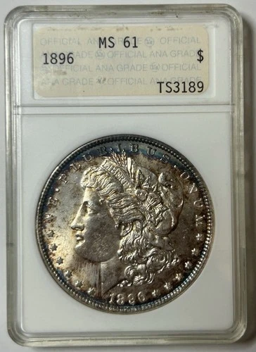1896 Silver Morgan Dollar - Nicely Toned! MS61 ANA RARE First Gen Anacs Slab