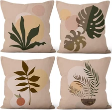 Abstract Bohemian Throw Pillow Covers 16"X16" Set of 4, Morden Minimalist Geomet