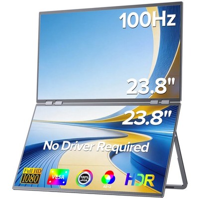 UPERFECT Delta Mega 23,8 Zoll 100Hz Tragbarer Monitore 1080P Display Dual Screen