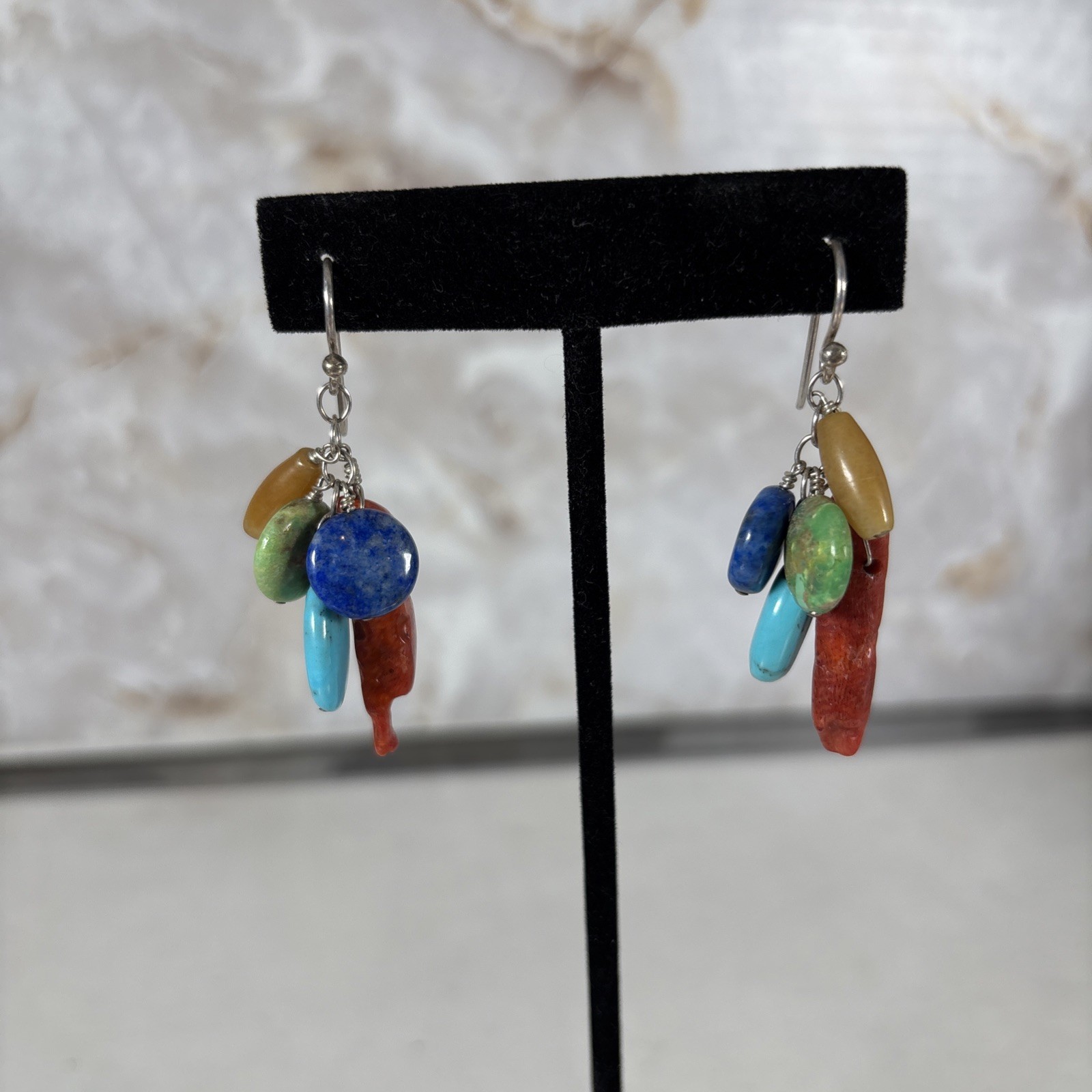 Multi Stone Drop Dangle Earrings Multicolor - image 1