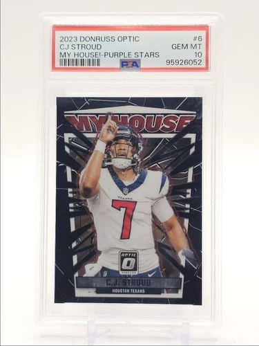 C.J. STROUD 2023 DONRUSS OPTIC MY HOUSE PURPLE STARS ROOKIE /25 PSA 10 Q0004