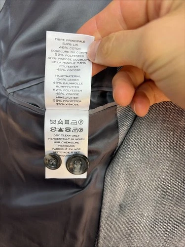 Charles Tyrwhitt (42R) Linen & Cotton Summer Jacket Sport Coat Blazer Slim Fit image 16