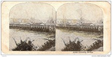 WW1 MILITARY ARMY CROSSING BRIDGE VINTAGE STEREO POSTCARD