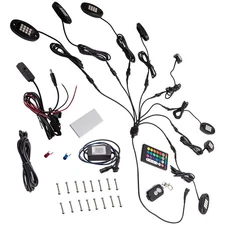 8 Pod RGB Neon LED Rock Light Control Glow Bluetooth Lamp For Offroad Car Truck