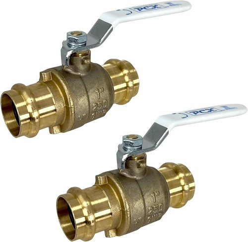 1-Inch Press Copper Ball Valve, Heavy Duty Brass Body, 2-Pack