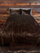Vintage Real Rabbit Fur Deep Brown Bed Throw ...