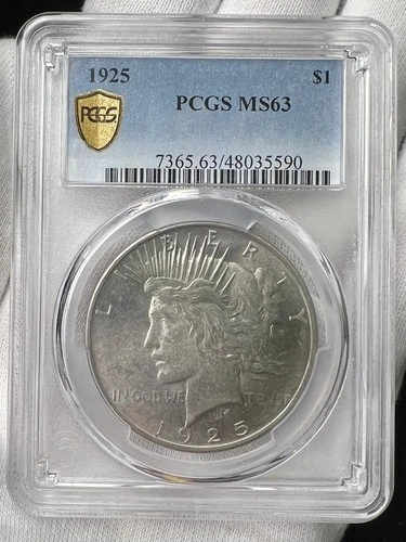 1925-P $1 Peace Dollar PCGS MS63 90% Silver Philadelphia US Coin