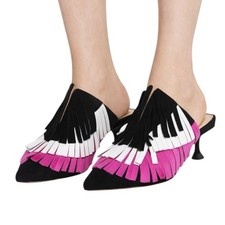 Scarpe da scivolo Sergio Rossi scamosciate frange colorate Milano frange 37