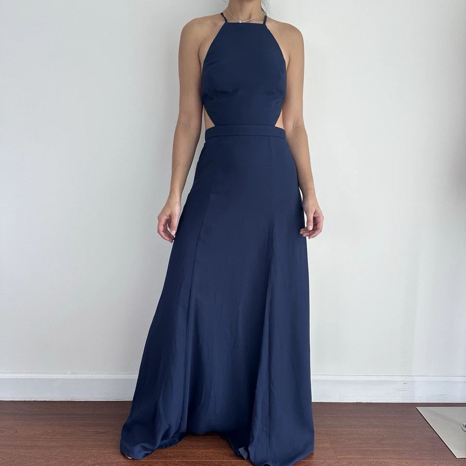 Fame And Partners Dress 8 Navy Dreamer Gown Evening Elegant Quiet Luxury Gala - Image 2 of 4